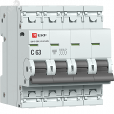 Автоматический выключатель 4P 63А (C) 6кА ВА 47-63N EKF PROxima