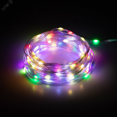 Умная гирлянда RGB, 10 м, ПДУ (управление цветом и режимами), таймер, USB, 100 LED, IP20 ERASG -01