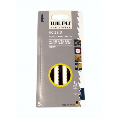Пилка для лобзика HC 12 D х5шт/уп для дерева до 30мм, пластмассы (прямой рез)