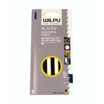 Пилка для лобзика HC 12 R bi х 5шт/уп для дерева до 30мм и пластмассы (безосколочный рез)