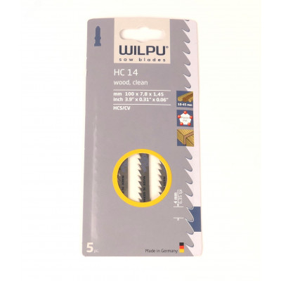 Пилка для лобзика HC 14 х5шт/уп для дерева до 45мм и пластмассы (чистый рез)