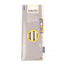Пилка для лобзика HC 34 D х5шт/уп для дерева, клееного дерева до 65мм, пластмассы (прямой, чистый рез)
