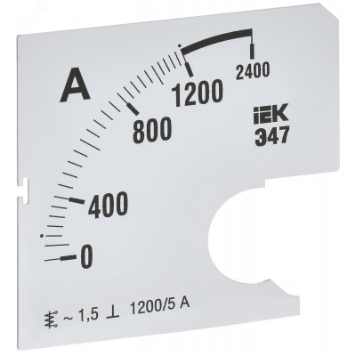 Шкала сменная для амперметра Э47 1200/5А класс точности 1,5 72х72мм