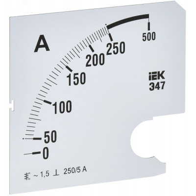 Шкала сменная для амперметра Э47 250/5А класс точности 1,5 96х96мм