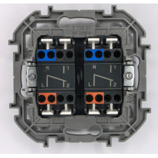 Переключатель модульный двухклавишный - INSPIRIA -10 AX - 250 В~ - алюминий