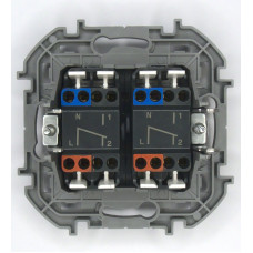 Переключатель модульный двухклавишный с подсветкой- INSPIRIA - 10 AX - 250 В~ - алюминий