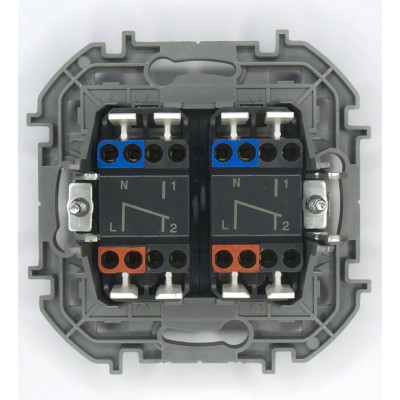 Переключатель модульный двухклавишный с подсветкой- INSPIRIA - 10 AX - 250 В~ - алюминий