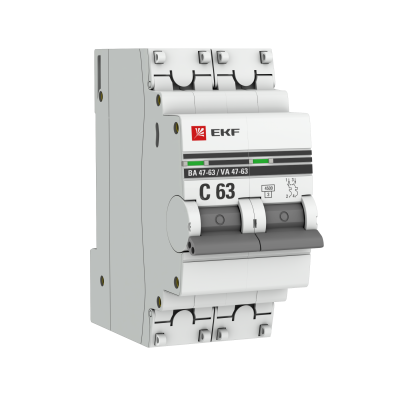 Автоматический выключатель ВА 47-63, 2P 1А (D) 4,5kA EKF PROxima