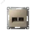 Розетка ATLASDESIGN двойная компьютерная RJ45+RJ45 категория 5E механизм шампань