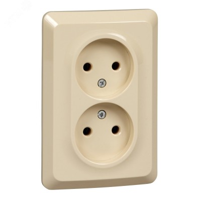 ЭТЮД С/У двойная РОЗЕТКА без заземления без шторок 16А 250B. КРЕМОВЫЙ. Россия