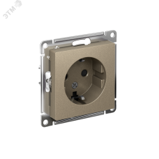 Розетка ATLASDESIGN с заземлением со шторками 16А механизм шампань