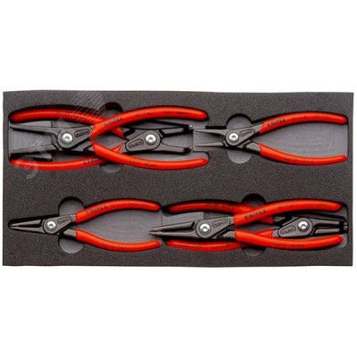 Набор щипцов прецизионных для внутренних и внешних стопорных колец ложемент из поропласта 6 предметов щипцы 48 11 J1 48 11 J2 48 21 J21 49 11 A1 49 11 A2 49 21 A21