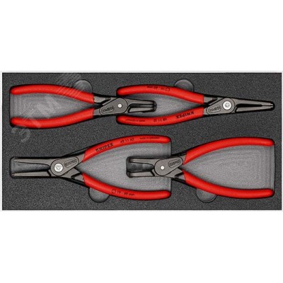 Набор щипцов прецизионных для внутренних и внешних стопорных колец ложемент из поропласта 4 предмета SRZ II щипцы 48 11 J2 48 21 J21 49 11 A2 49 21 A21