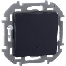 Выключатель 1-клавишный проходной с подсветкой/индикацией 10АХ безвинтовое крепление антрацит INSPIRIA