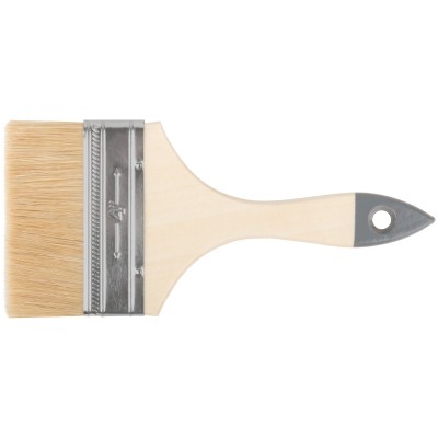 Кисть флейцевая ''Лайт'', натур. cветлая щетина, деревянная ручка  4'' (100 мм)