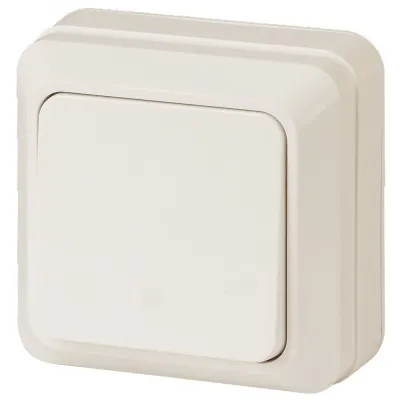 Выключатель Intro Quadro 2-101-02 одноклавишный 10А-250В, IP20, ОУ, слоновая кость