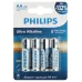 Батарейки Philips LR6E4B/51 АА алкалиновые 1,5v 4 шт. LR6-4BL Ultra (4/48/144/18432)