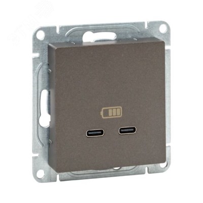 Механизм розетки USB-C - 2шт  мокко Эпика EKF