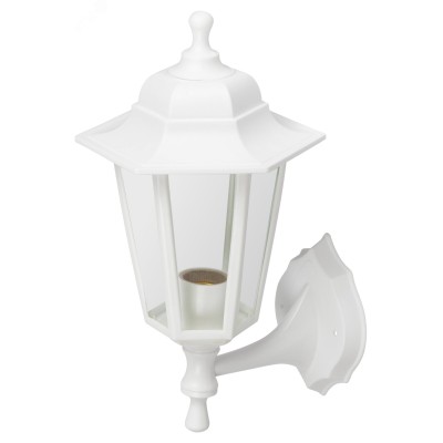 Садово-парковый светильник ЭРА НБУ 06-60-001 белый 6 гранный настенный IP44 Е27 max60Вт