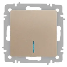 Выключатель Intro Accent 6-102-04 с подсветкой, 10А-250В, IP20, СУ, AL/CU, шампань