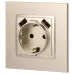14-4109-04 ЭРА Розетка 2P+E 16A-250В, штор. с 2xUSB 5В-3А, Эра Elegance, шампань (10/100/2000)