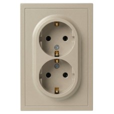 Розетка скрытого монтажа в рамку с заземлением двойная 2X2P+E Schuko со шторками IP20 16А-250В шампань 15-2105-04 Galaxy
