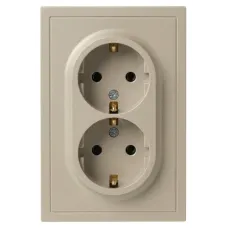 Розетка скрытого монтажа в рамку с заземлением двойная 2X2P+E Schuko со шторками IP20 16А-250В шампань 15-2105-04 Galaxy