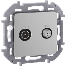 Розетка двойная TV+SAT тип звезда двухкабельная алюминий INSPIRIA