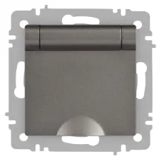 Розетка Intro Accent 6-203-09 2P+E Schuko с крышкой, 16А-250В, IP20, СУ, AL/CU, титан