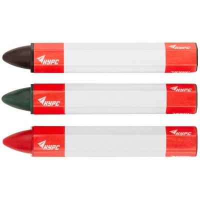 Карандаши разметочные восковые, набор 3 шт. ( черный / зеленый / красный ), 95 мм