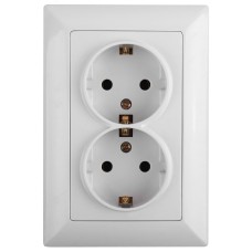 4-205-01 Intro Розетка 2X2P+E Schuko, 16А-250В, СУ, Solo, белый (10/100/1400)