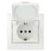 Розетка Intro Plano 1-203-06 с заземлением 2P+E Schuko с крышкой, 16А-250В, IP20, СУ, перламутр