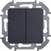 Выключатель 2-клавишный 10АХ безвинтовое крепление антрацит INSPIRIA