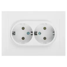 Розетка Intro Accent 6-205-01 2X2P+E Schuko, 16А-250В, IP20, СУ, AL/CU, белый