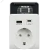 Адаптер Т-03/01 1 место 2P+PE 16А 2хUSB A+C 20Вт с подставкой бело-черный IEK