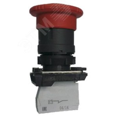 Выключатель кнопочный КМЕ 5501м УХЛ2, красный, 0но+1нз, гриб без фиксации, IP54