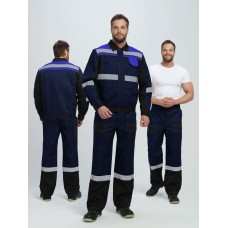 Костюм Виват-1 Премиум CH МВО (тк.Смесовая,240) брюки, т.синий/черный/васильковый, р. 52-54/170-176