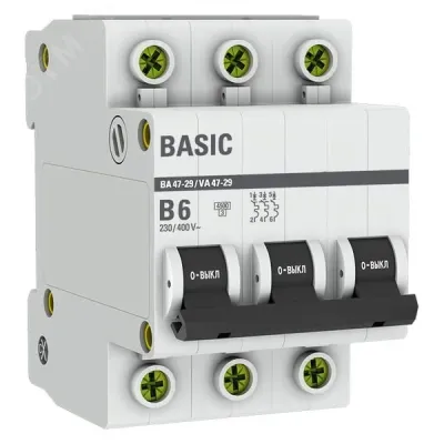 Выключатель автоматический 3P 6А (B) 4,5кА ВА 47-29 Basic