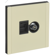 FORTE&PIANO Розетка двойная TV+RJ45 кат.6 FP837M металл слоновая кость IEK