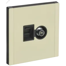 FORTE&PIANO Розетка двойная TV+RJ45 кат.6 FP837M металл слоновая кость IEK