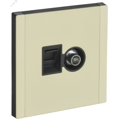 FORTE&PIANO Розетка двойная TV+RJ45 кат.6 FP837M металл слоновая кость IEK