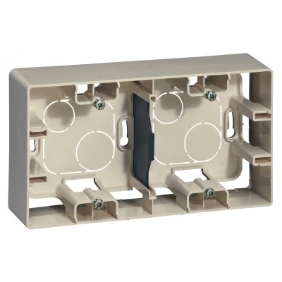 Коробка для накладного монтажа 2-местная слоновая кость ETIKA