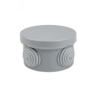 Коробка распаячная с крышкой КМР-040-038 наружная, 65х40, АБС, серая, 4 входа, IP54 EKF PROxima
