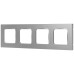 Рамка для розеток и выключателей ЭРА Серия 12 12-5204-03 на 4 поста, Классик, алюминий