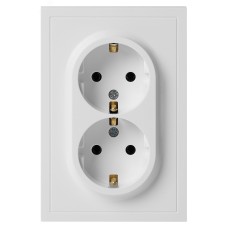 Розетка скрытого монтажа в рамку с заземлением двойная 2X2P+E Schuko со шторками IP20 16А-250В белый матовый 15-2105-08 Galaxy