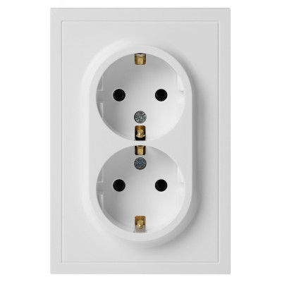 Розетка скрытого монтажа в рамку с заземлением двойная 2X2P+E Schuko со шторками IP20 16А-250В белый матовый 15-2105-08 Galaxy