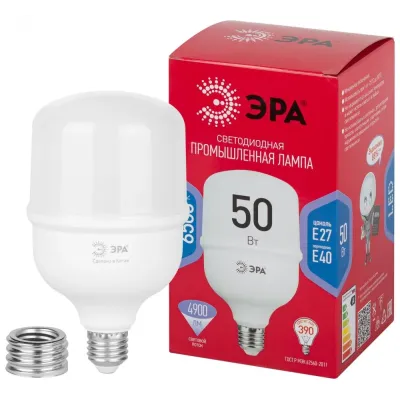 Лампа светодиодная ЭРА RED LINE LED POWER T100-50W-6500-E27/E40 R E27/E40 R 50 Вт колокол холодный белый свет