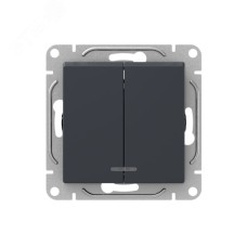 Механизм выключателя. двухклавишный. с подсветкой. графит Эпика EKF