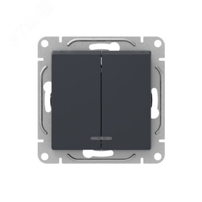 Механизм выключателя. двухклавишный. с подсветкой. графит Эпика EKF