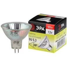 Лампочка галогенная ЭРА GU5.3-MR16-50W-12V-CL GU5.3 50 Вт софит теплый белый свет